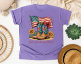 Just A Girl Who Loves America graphic tee in Violet