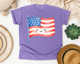 Smiling American Flag graphic tee in Violet