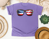 American Flag Sunglasses graphic tee in Violet