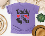 Daddy Is My Hero Black graphic tee in Violet