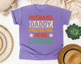 Husband Daddy Protector Hero Legend graphic tee in Violet