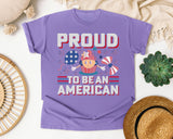 Proud To Be An American Pink graphic tee in Violet