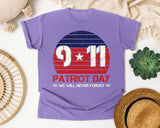Patriot Day We Will Never Forget Red 2 graphic tee in Violet
