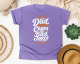 Best Dad Fueling Chaos And Bad Jokes White graphic tee in Violet