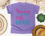 Roaring My Into 10th Grade graphic tee in Violet
