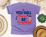 You Will Never Be Forgotten graphic tee in Violet