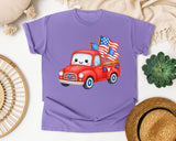 Red Truck With Flags graphic tee in Violet