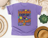 Learning Every Day The Fun Way graphic tee in Violet