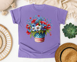 Patriotic Flower Bouquet graphic tee in Violet