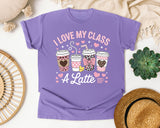 I Love My Class A Latte graphic tee in Violet