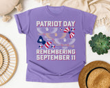 Patriot Day Remembering September 11 graphic tee in Violet