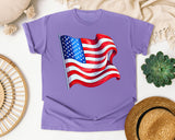 Waving American Flag Red graphic tee in Violet