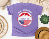 We Will Never Forget Patriot Day White graphic tee in Violet