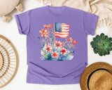 Flag With Flowers graphic tee in Violet