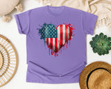 American Flag Heart Red graphic tee in Violet