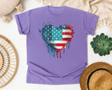 Distressed Flag Heart graphic tee in Violet