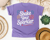 Shake Your Sparkler White 3 graphic tee in Violet