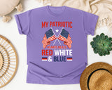 My Patriotic Heart Beats Red White And Blue graphic tee in Violet