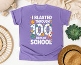 I Blasted Through 100 Days Of School graphic tee in Violet