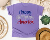 Happy Birthday America Grey graphic tee in Violet