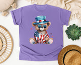 Bear In Patriotic Outfit graphic tee in Violet