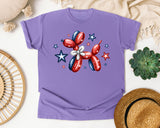 Patriotic Balloon Dog graphic tee in Violet