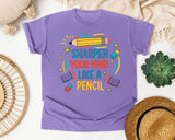 Sharpen Your Mind Like A Pencil graphic tee in Violet