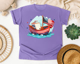 Patriotic Sailboat graphic tee in Violet