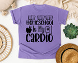 Homeschool Is My Cardio graphic tee in Violet