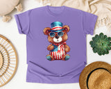 Bear With Flag Hat graphic tee in Violet