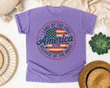 Land Of The Free Because Of The Brave Grey 3 graphic tee in Violet