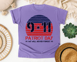 Patriot Day We Will Never Forget Red 3 graphic tee in Violet