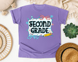 Second Grade Notebook Bow graphic tee in Violet