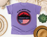 We Will Never Forget Patriot Day White 2 graphic tee in Violet