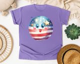 Patriotic Smiley Ball graphic tee in Violet