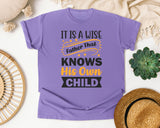 It Is A Wise Father That Knows His Own Child Black graphic tee in Violet