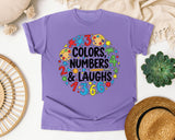 Colors Numbers And Laughs Circle graphic tee in Violet