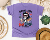 Serving Looks And Hot Dogs graphic tee in Violet