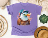 Eagle In Flag Hat Brown graphic tee in Violet