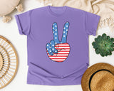 American Flag Peace Sign graphic tee in Violet