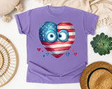 Patriotic Heart With Eyes graphic tee in Violet