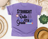 Straight Outta 4th Grade Alarm Clock graphic tee in Violet