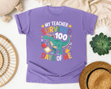 My Teacher Survived 100 Days Of Me Dino graphic tee in Violet