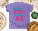 Roaring My Into 6th Grade graphic tee in Violet