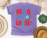 Hello 5th Grade Globe graphic tee in Violet