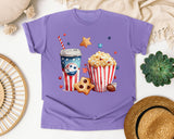 Patriotic Movie Snacks graphic tee in Violet