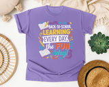 Back To School Learning Every Day The Fun Way graphic tee in Violet