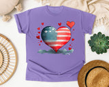 Patriotic Flag Heart graphic tee in Violet
