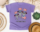 Patriotic Skeleton Trio Grey 2 graphic tee in Violet