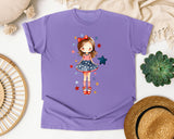 Patriotic Girl With Stars graphic tee in Violet